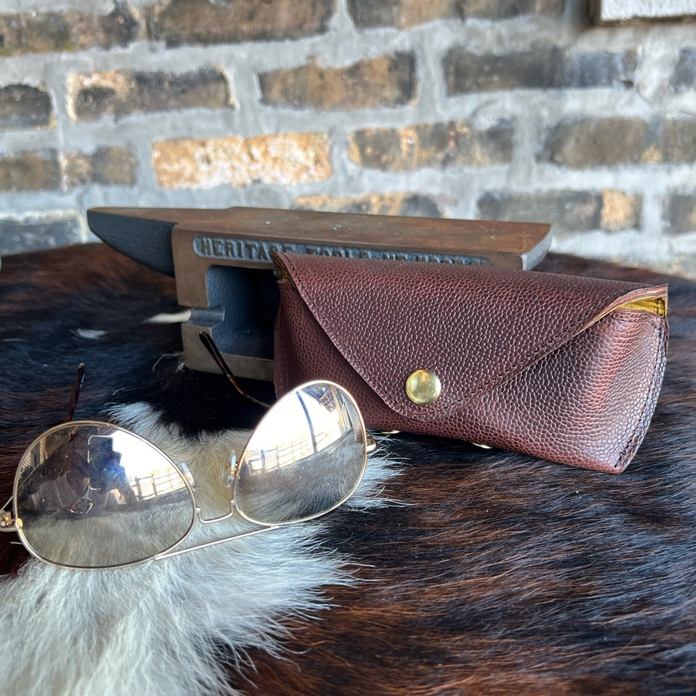 Horween leather eyeglass case